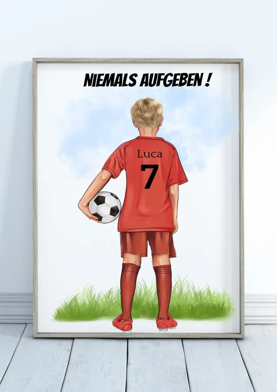 Personalisiertes Fußball Poster -Niemals aufgeben!