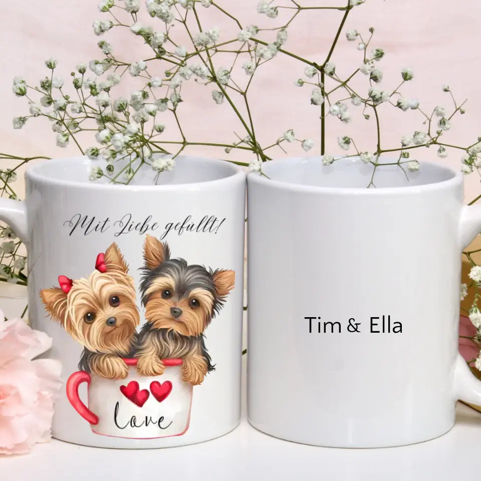 Personalisierte Pärchen Tasse - Mit Liebe gefüllt