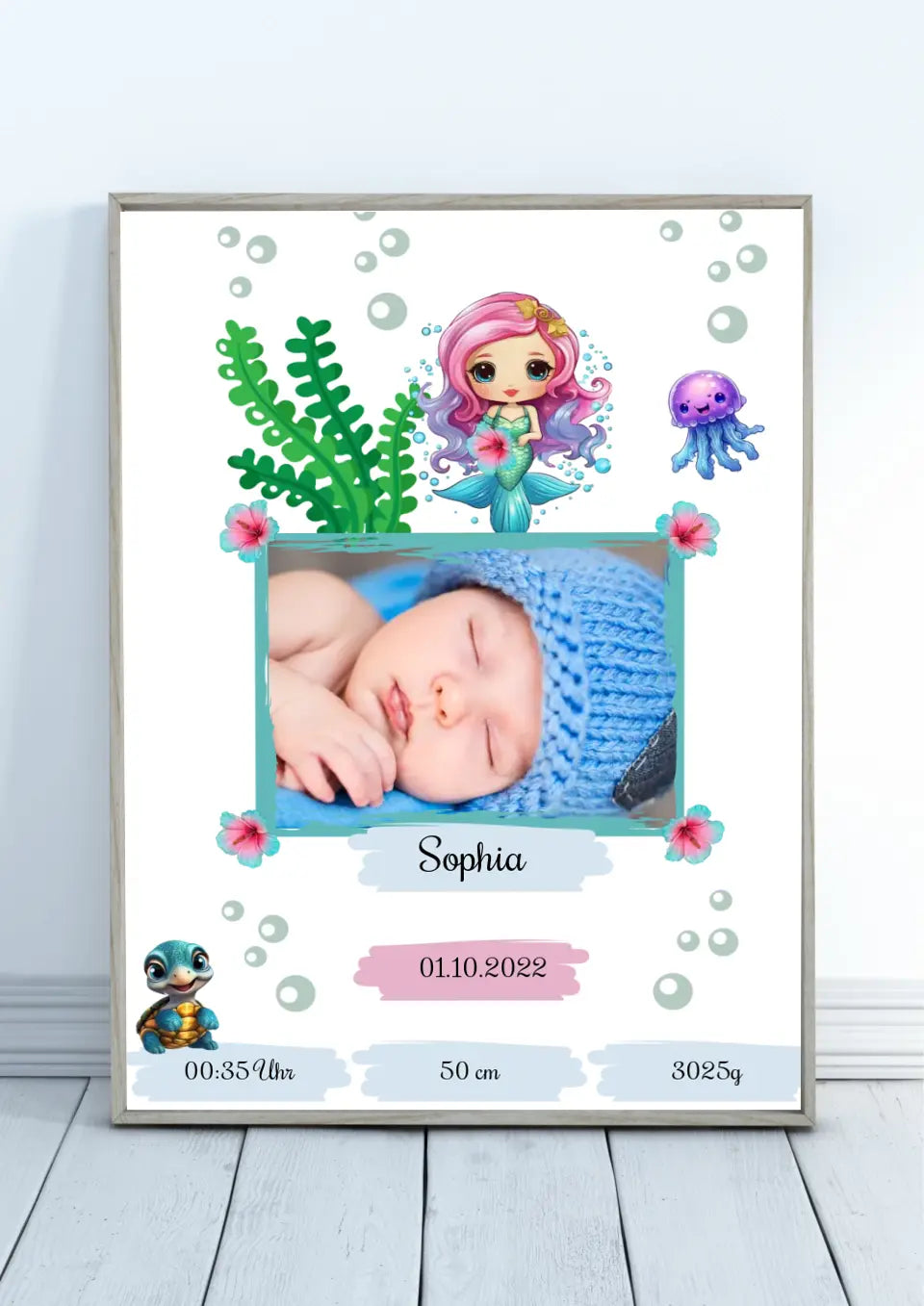 Personalisierte Baby Foto Poster - Meerjungfrauenzauber