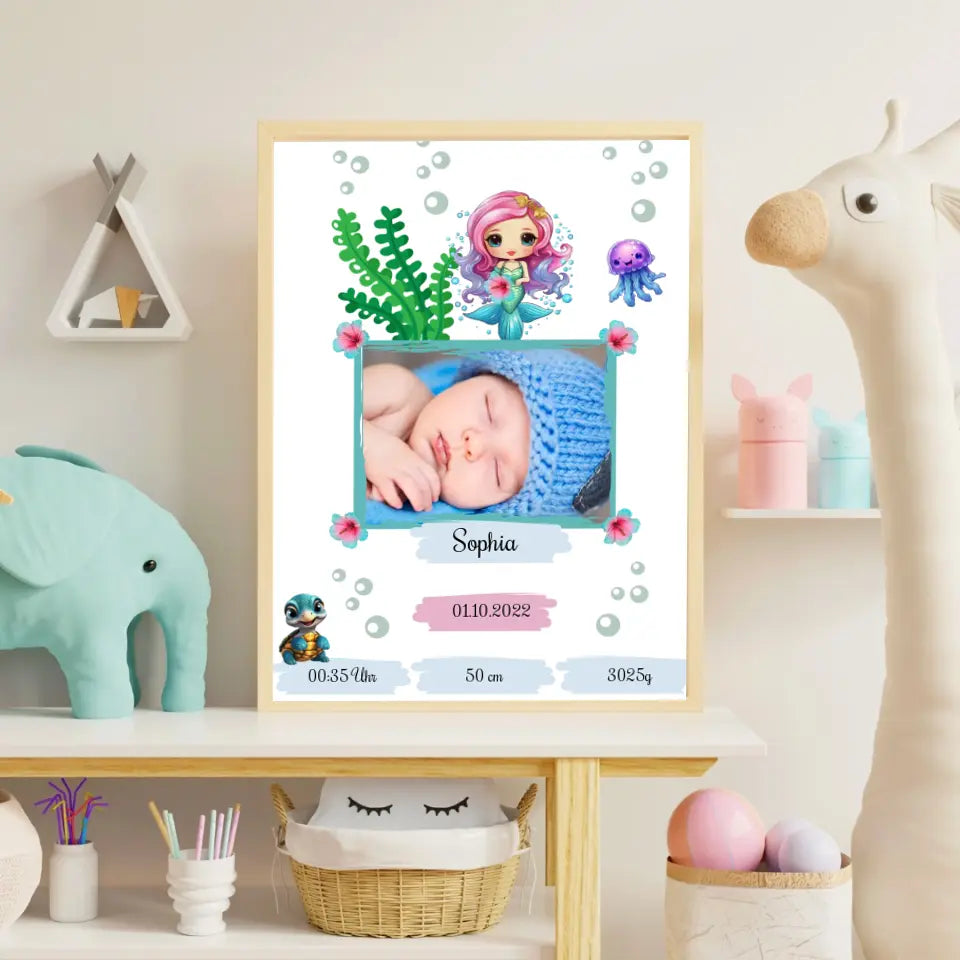 Personalisierte Baby Foto Poster - Meerjungfrauenzauber