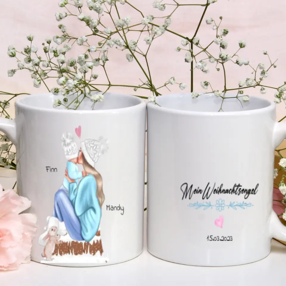 Weihnachtstasse Mutter Kind - Personalisiert