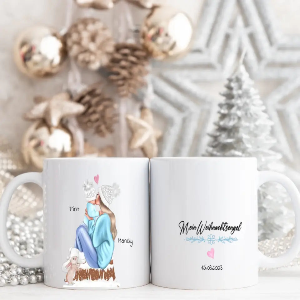 Weihnachtstasse Mutter Kind - Personalisiert