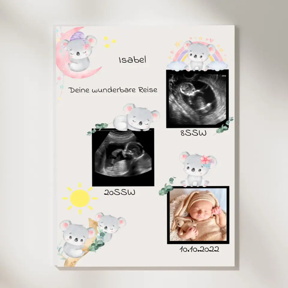 Personalisierte Baby Leinwand - Deine wunderbare Reise