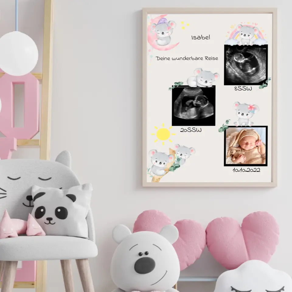 Personalisierte Baby Leinwand - Deine wunderbare Reise