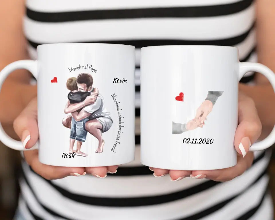 Personalisierte Vater & Sohn Tasse - Manchmal einfach der beste Freund