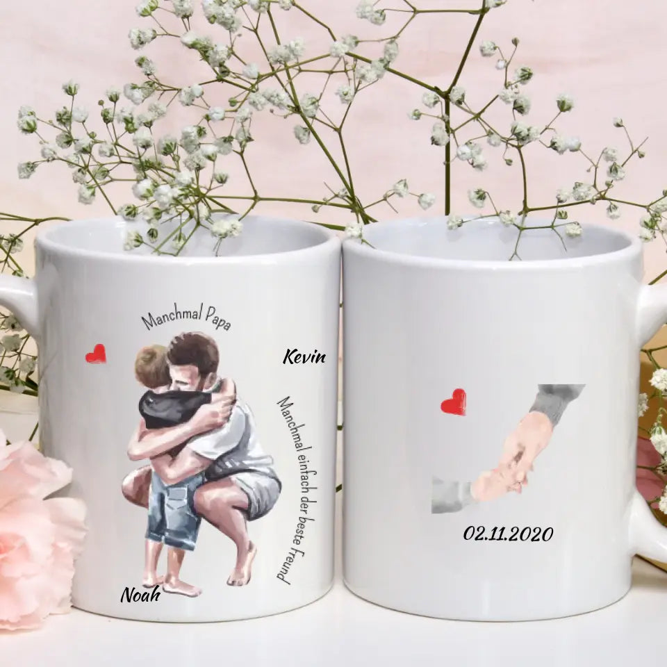 Personalisierte Vater & Sohn Tasse - Manchmal einfach der beste Freund