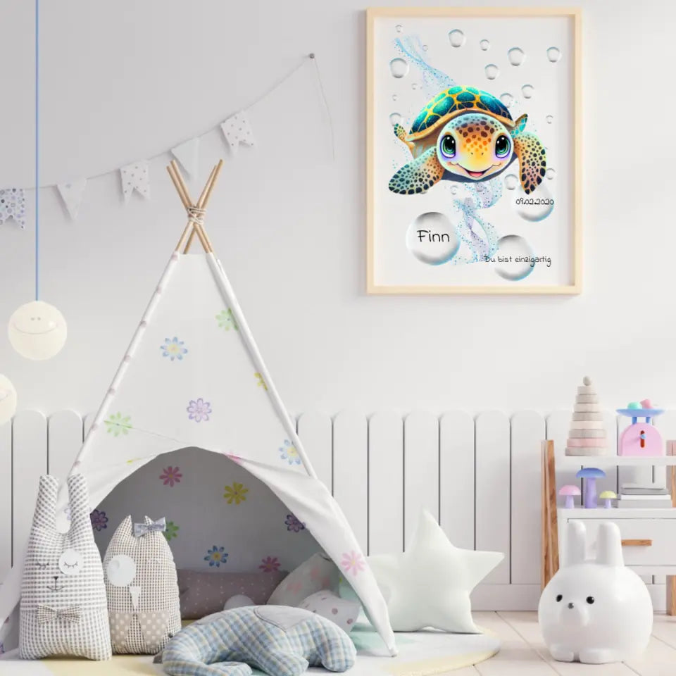 Personalisiertes Kinder Poster - Schildkröten Unterwasserwelt