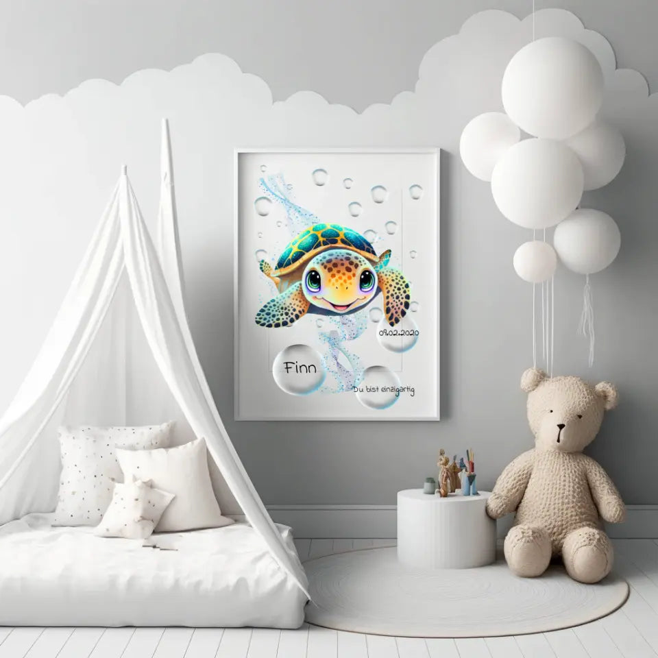 Personalisiertes Kinder Poster - Schildkröten Unterwasserwelt