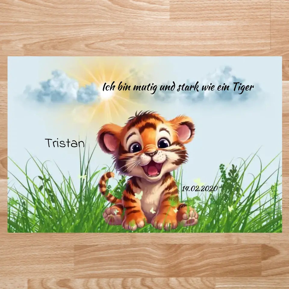 Personalisierter Kinderteppich - Kleiner Tiger