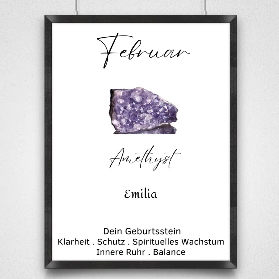 Personalisiertes Poster - Geburtsstein Februar