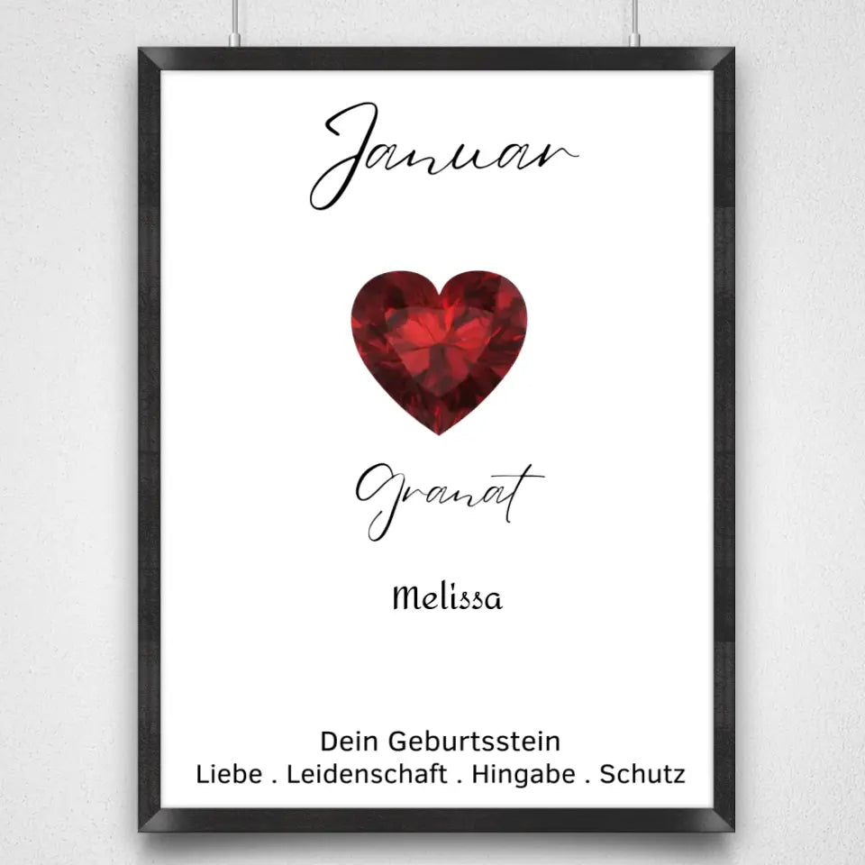 Personalisiertes Poster - Geburtsstein Januar