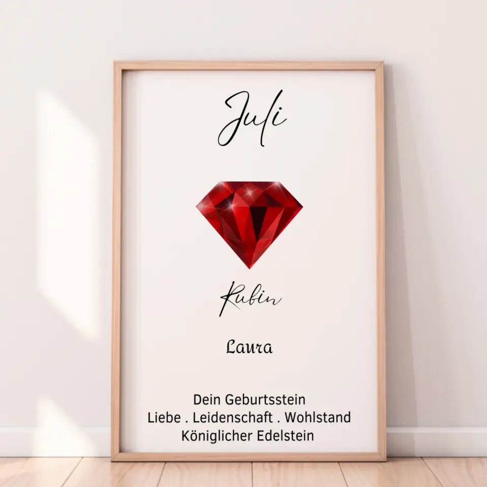 Personalisiertes Poster - Geburtsstein Juli