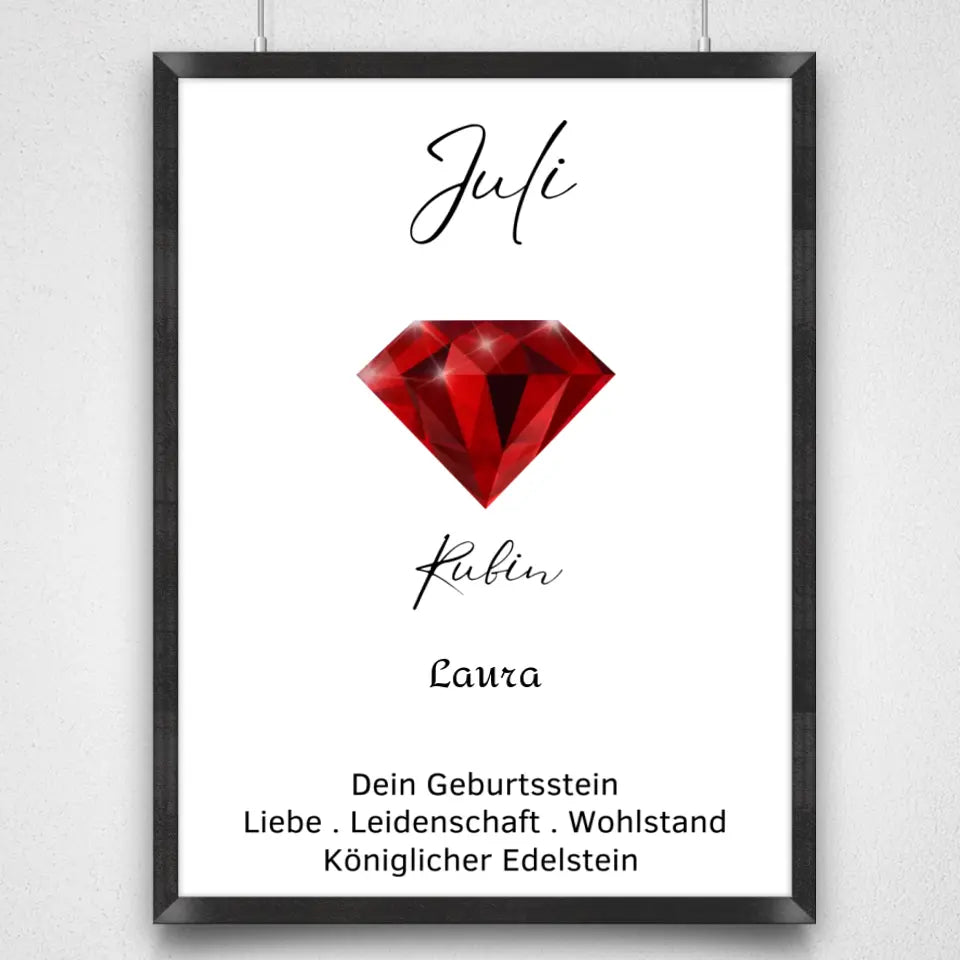 Personalisiertes Poster - Geburtsstein Juli