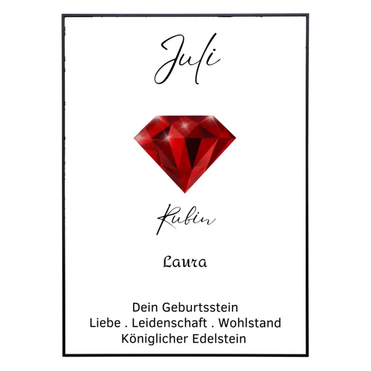 Personalisiertes Poster - Geburtsstein Juli