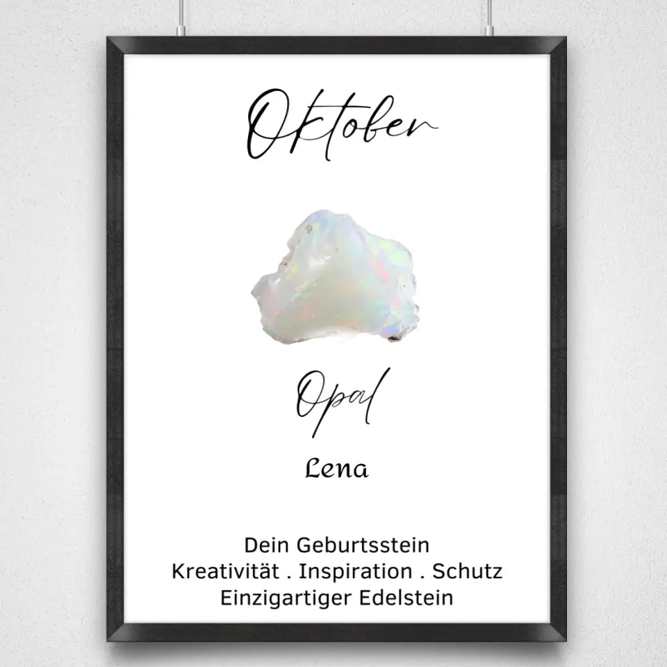 Personalisiertes Poster - Geburtsstein Oktober