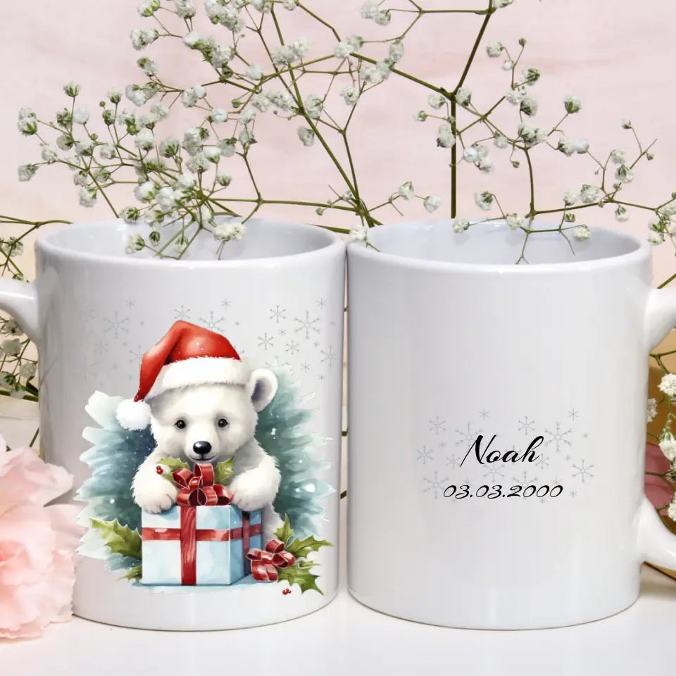 Personalisierte Weihnachtstasse - Polarbär