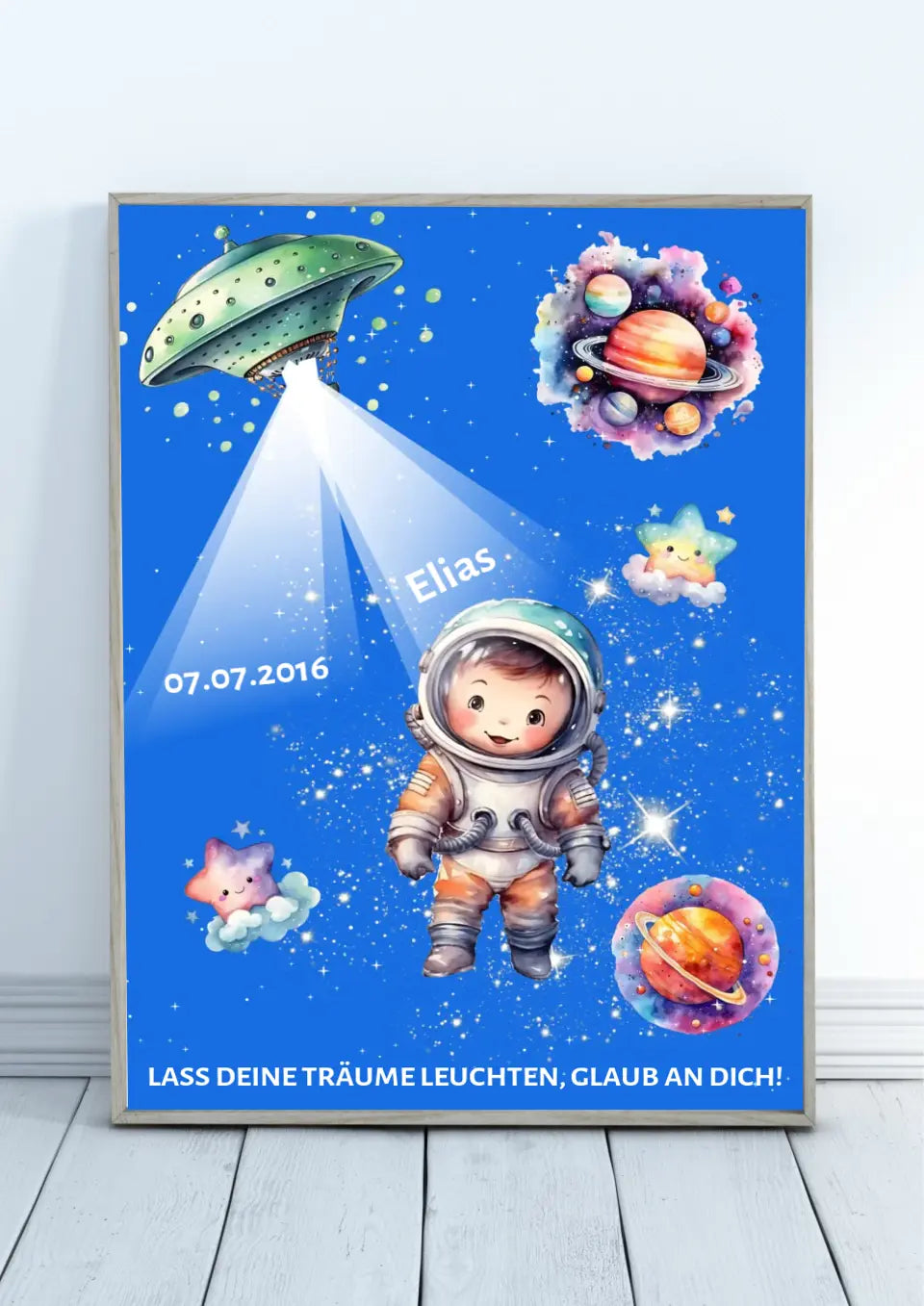 Personalisiertes Poster - Astronautenkind im Weltraum