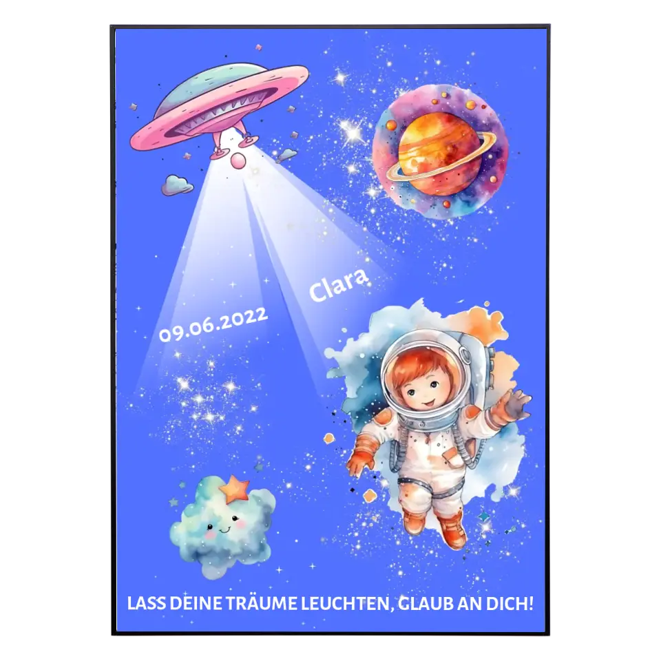 Personalisiertes Poster - Astronautenkind im Weltall