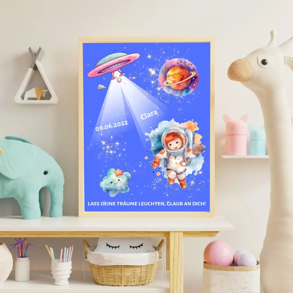 Personalisiertes Poster - Astronautenkind im Weltall