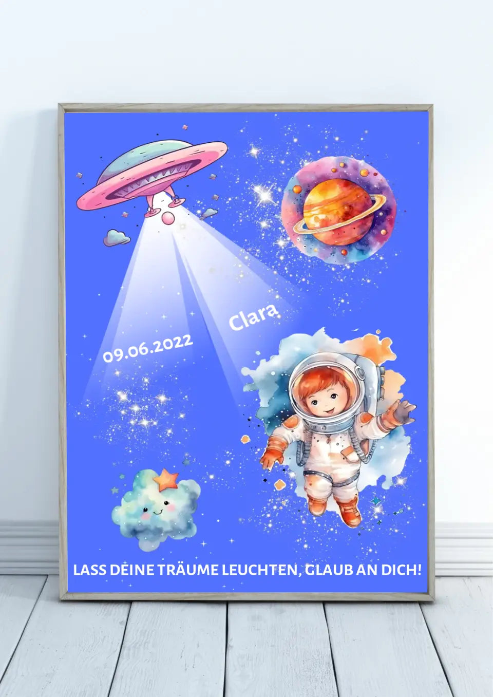 Personalisiertes Poster - Astronautenkind im Weltall