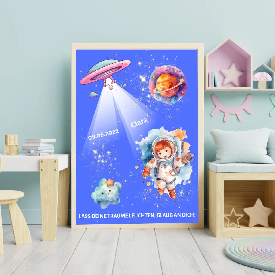 Personalisiertes Poster - Astronautenkind im Weltall