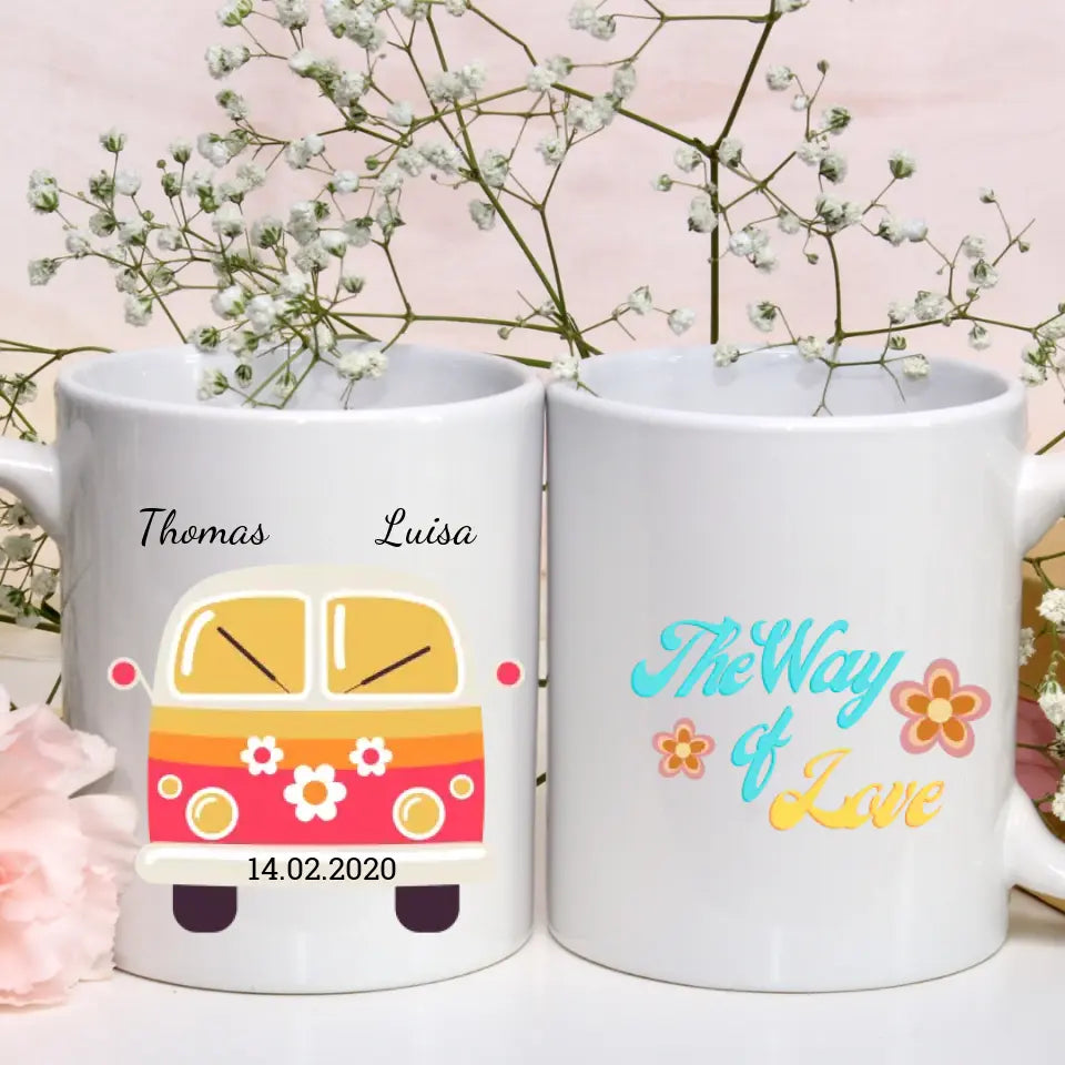 Personalisierte Tasse - Retro Bus The Way of Love