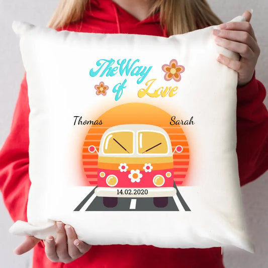 Personalisiertes Kissen - Retro Bus The Way of Love Sun