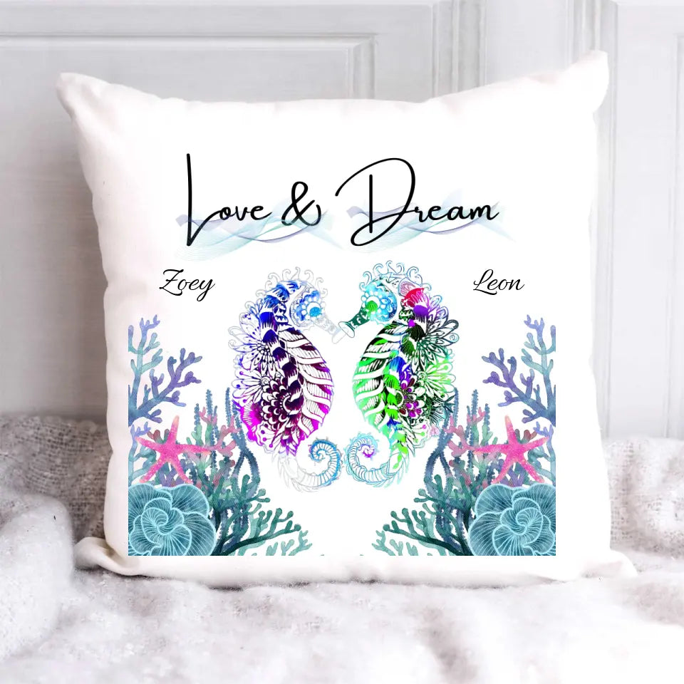 Personalisiertes Kissen - Magic Seepferdchen Love & Dream