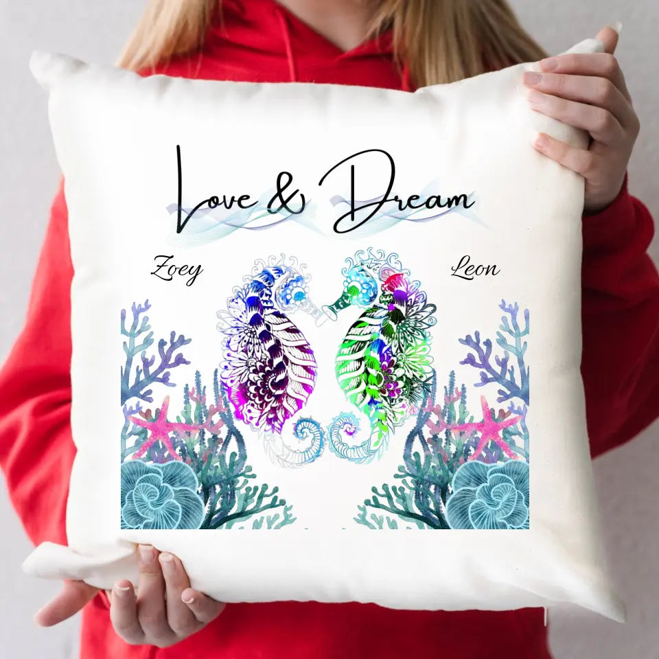 Personalisiertes Kissen - Magic Seepferdchen Love & Dream