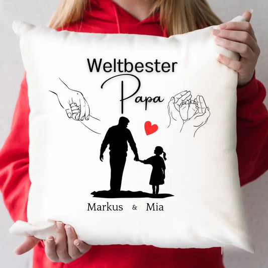 Weltbester Papa Kissen, Papa Tochter Kissen, Personalisiertes Papa Kissen, Kissen mit Namen gestalten, das perfekte Vatertags, Geburtstagsgeschenk, Geschenkideen Printitup.de