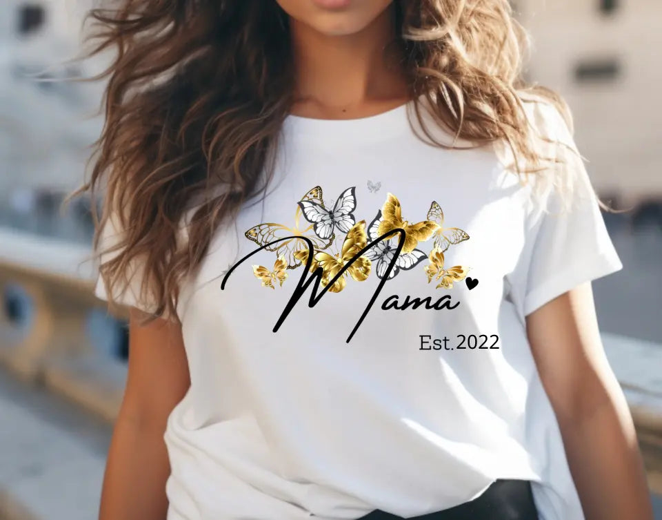 Personalisiertes Mama T- Shirt - Schmetterlinge