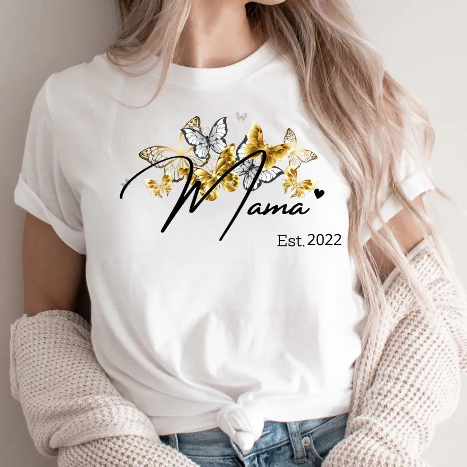 Personalisiertes Mama T- Shirt - Schmetterlinge