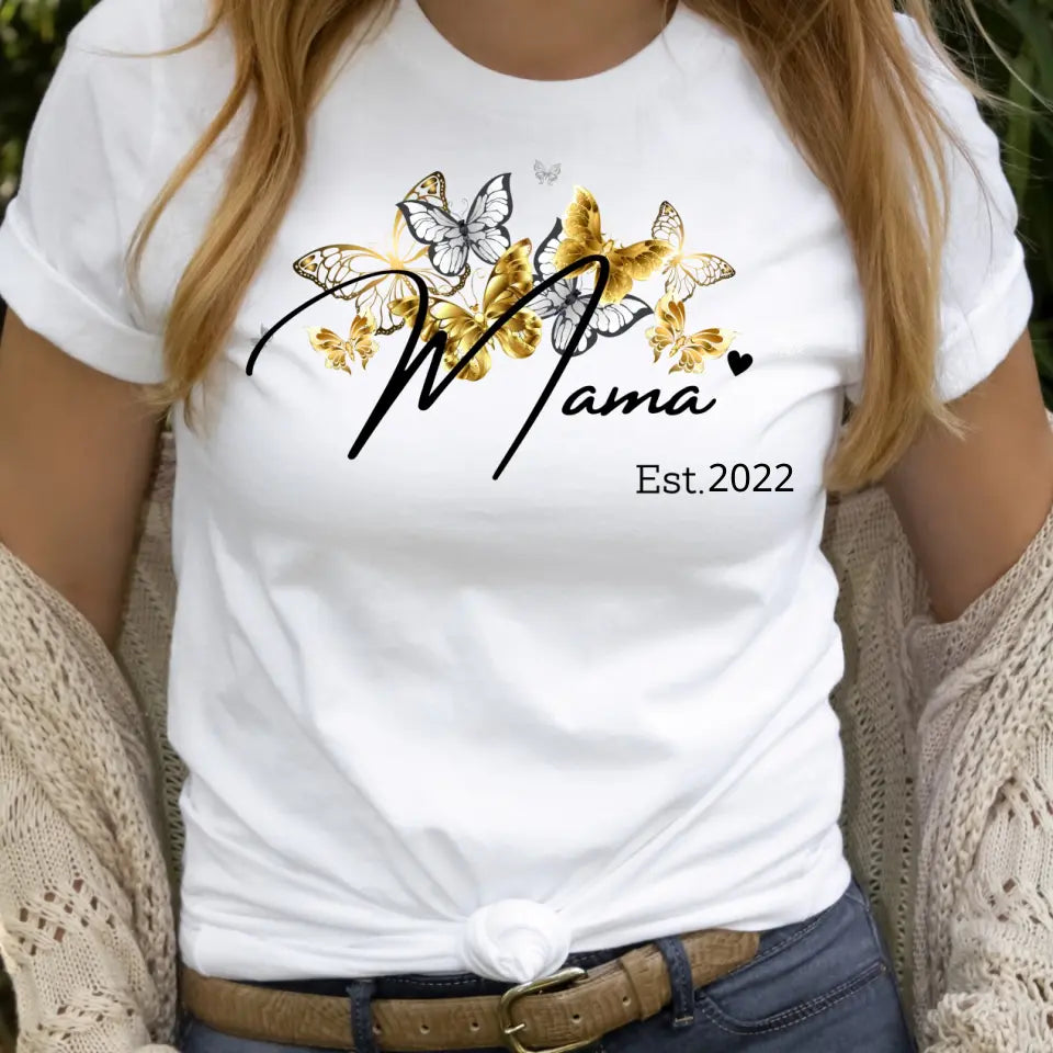 Personalisiertes Mama T- Shirt - Schmetterlinge