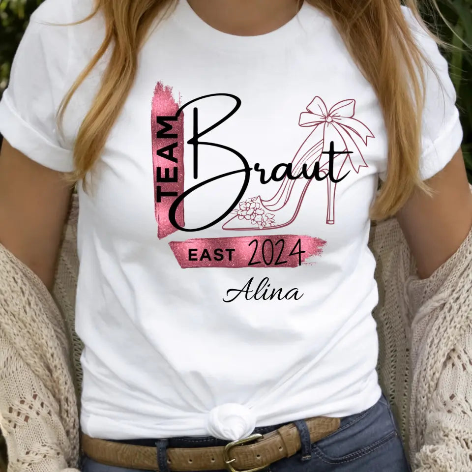 Personalisiertes Damen T -Shirt -  JGA Team Braut