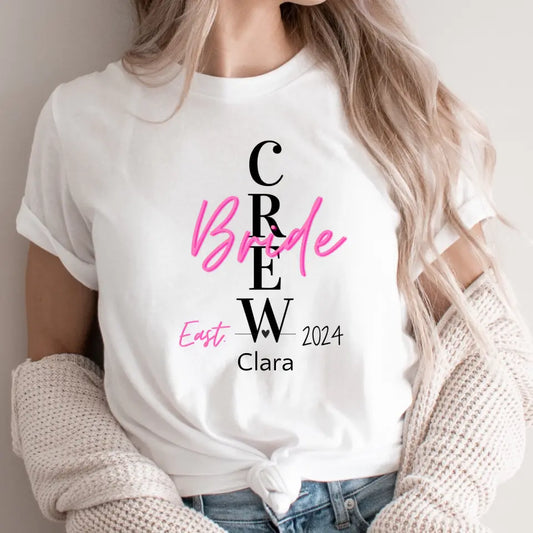 Personalisiertes Damen T- Shirt - Junggesellinnenabschied Crew Bride East