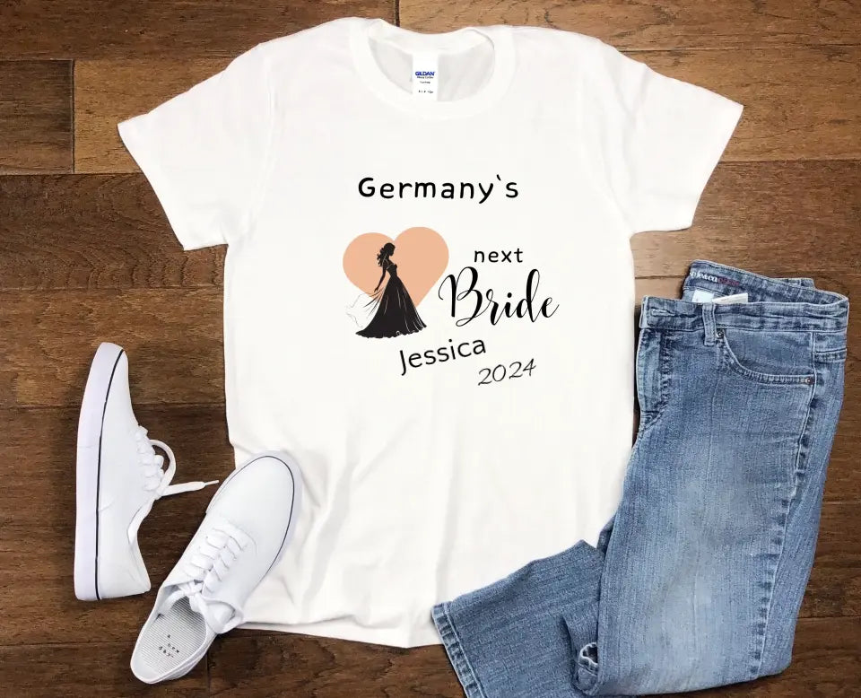 Personalisiertes Damen T- Shirt - Junggesellinnenabschied The Next Germanys Bride